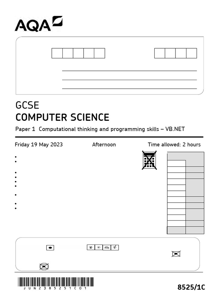 June 2023 QP - Paper 1C AQA Computer Science GCSE | PDF | String ...