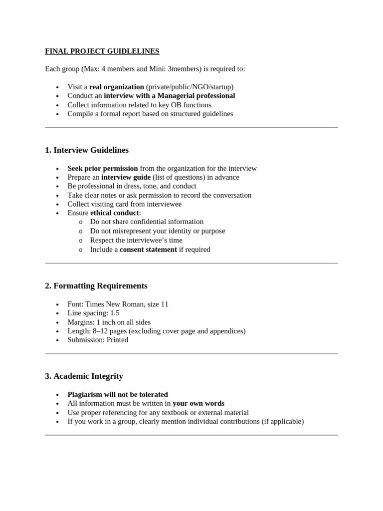 Final Project Guidlelines - Ob | PDF | Motivational | Motivation
