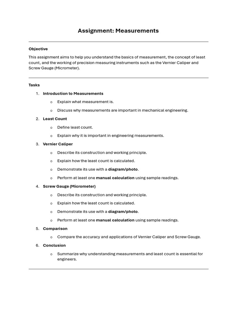 Measurements Assignment | PDF
