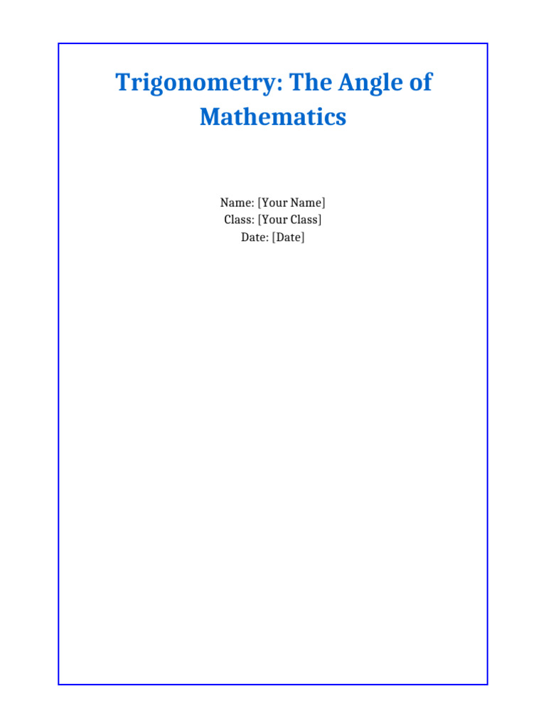 Trigonometry Project | PDF