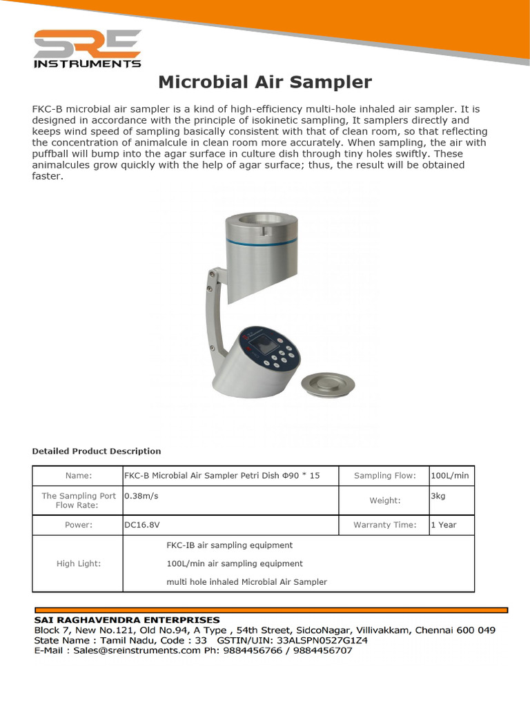 100l Microbial Air Sampler | PDF