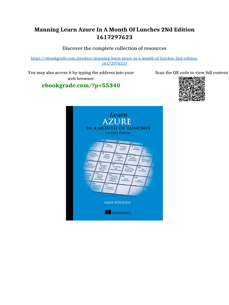 Manning Learn Azure in A Month of Lunches 2nd Edition 1617297623 ...