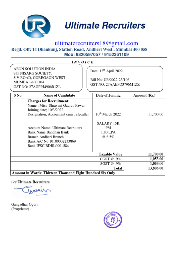 106 Aeon Solutions Invoice | PDF