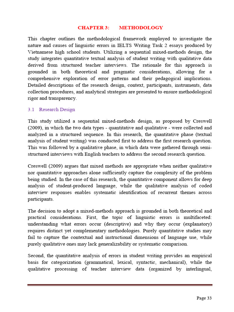 Lecture 5. Sample Methodology Chapter | PDF | Methodology | Qualitative ...