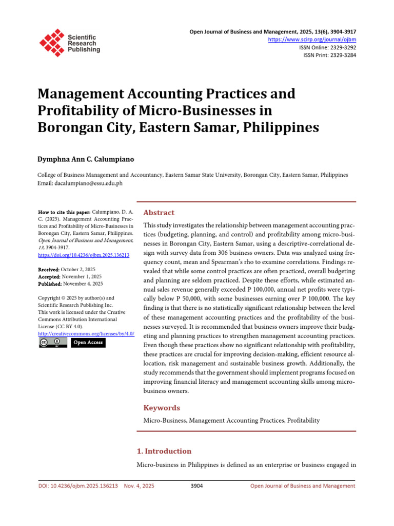 Management Accounting Practices and Profitability | PDF | Income ...