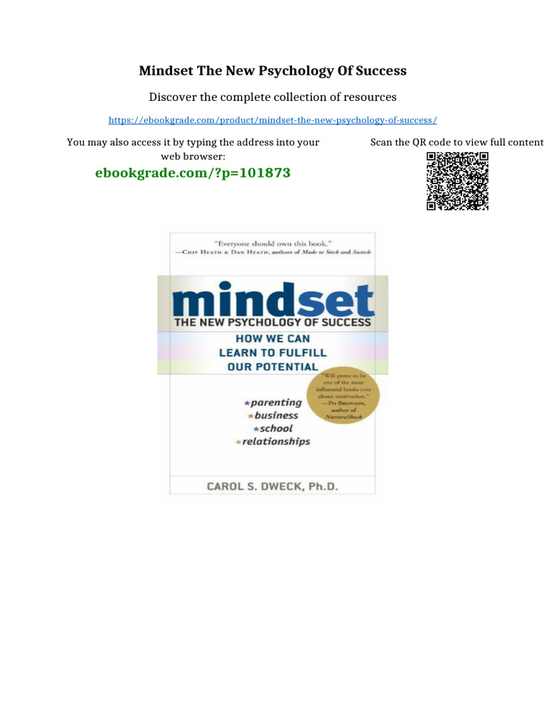 Mindset The New Psychology of Success Ready To Read | PDF ...