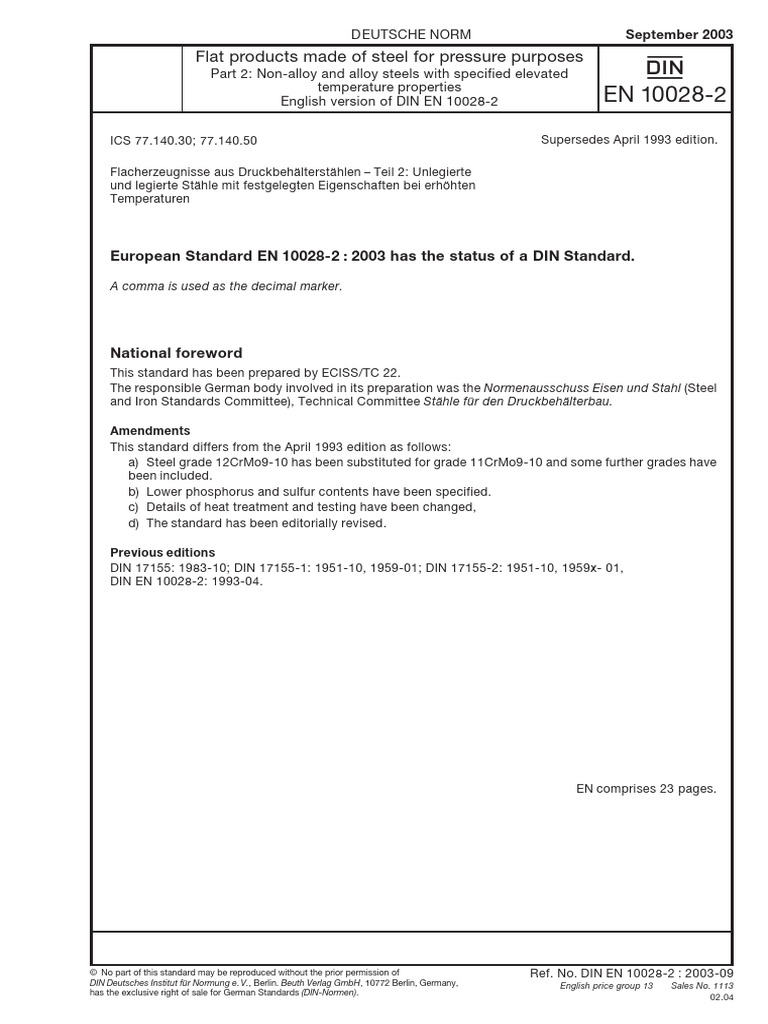 Din en 10028-2 - 2003 | PDF