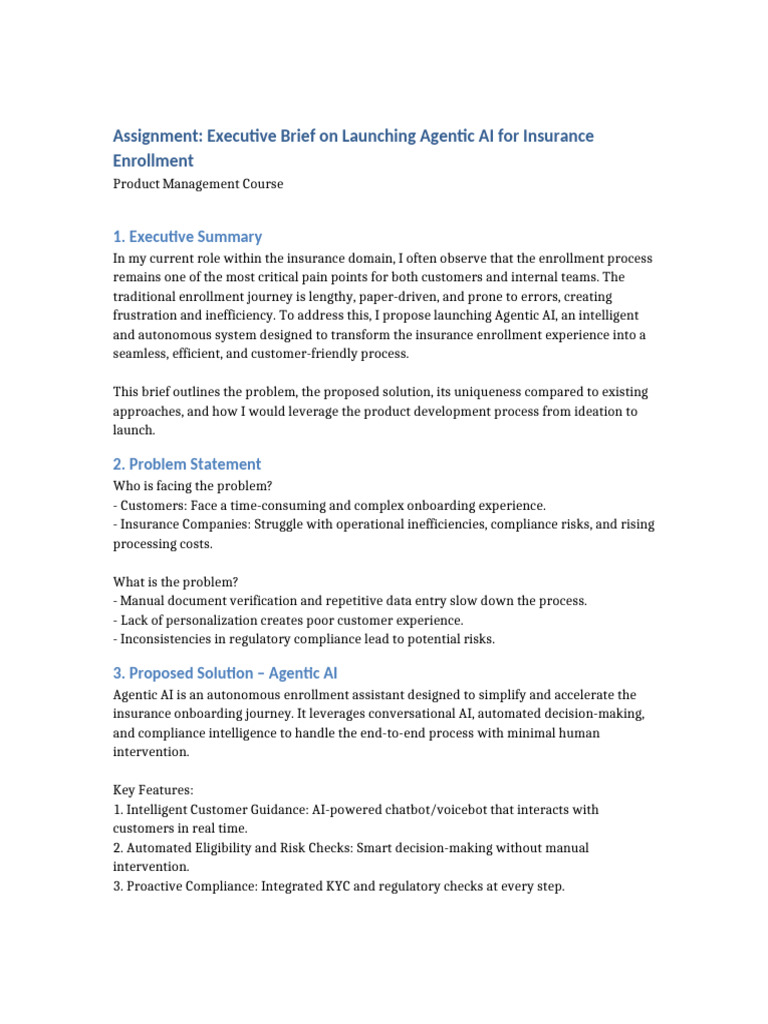 Agentic AI Insurance Enrollment Assignment | PDF | Artificial ...