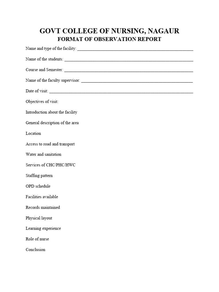 Observation Report Format-1 | PDF