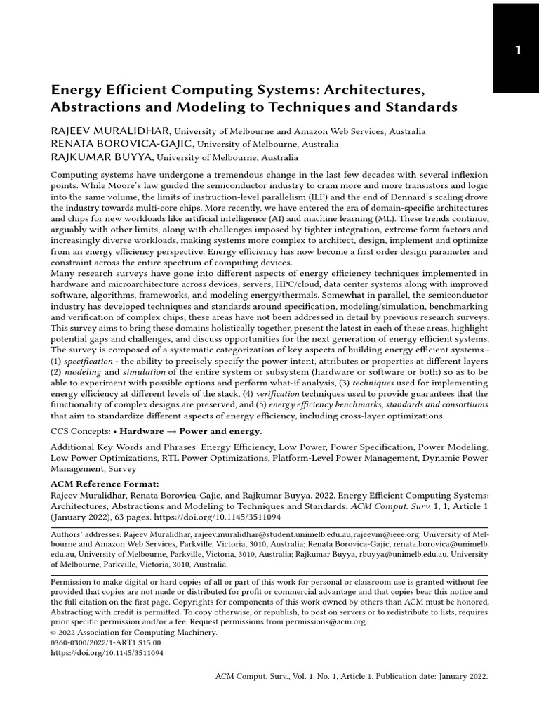 Energy Efficient Computing Systems: Architectures, Abstractions and ...