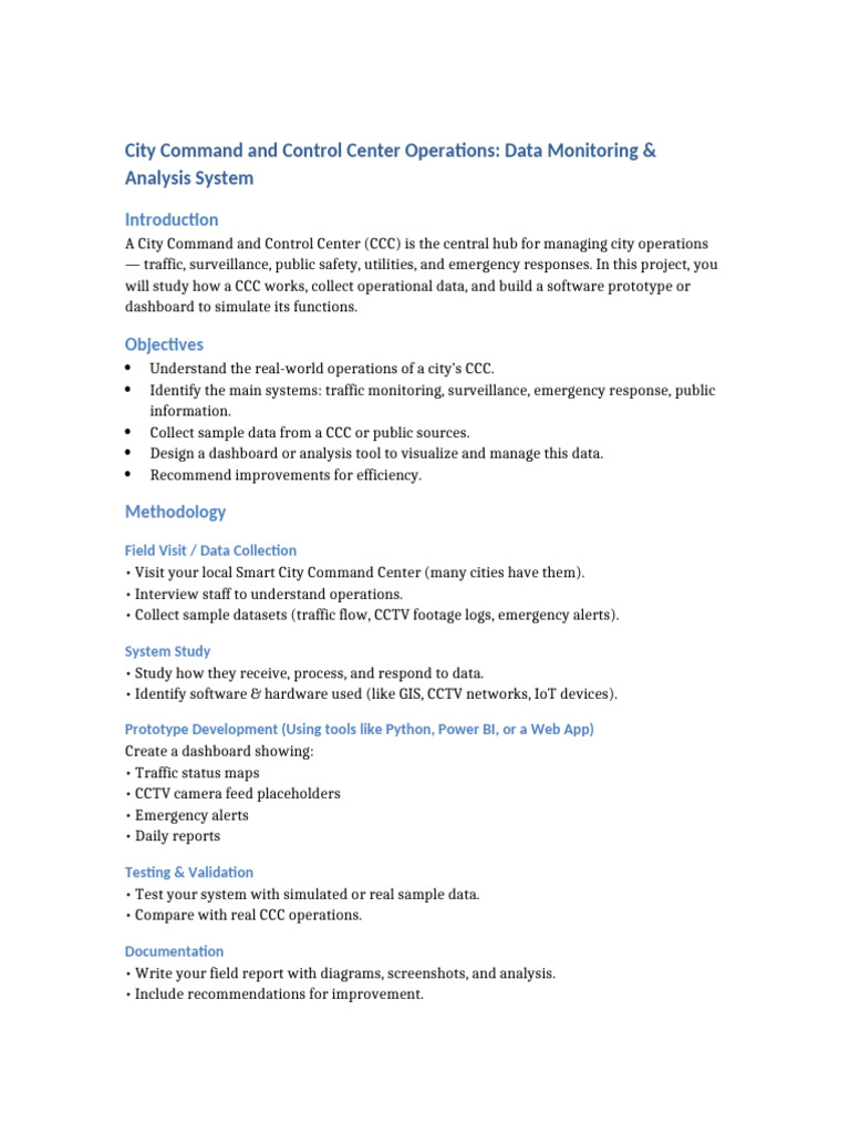 City Command Control Center Field Project | PDF