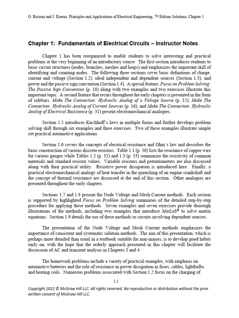 Rizzoni Principles 7e Ch01 ISM | PDF | Electrical Resistance And ...