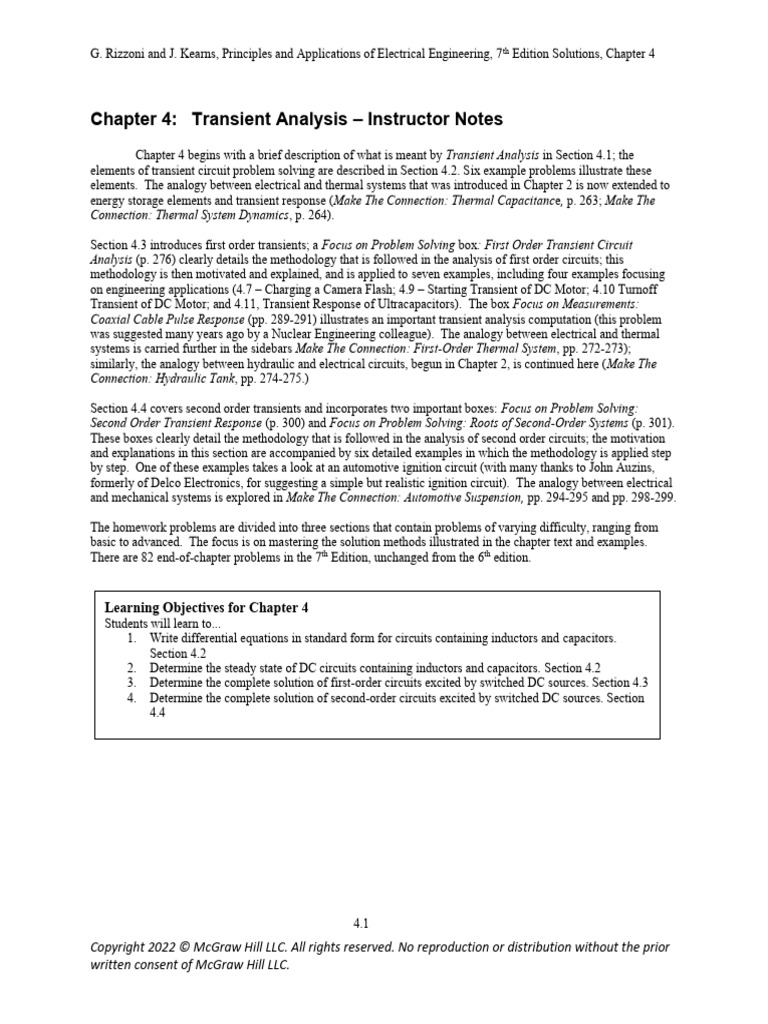 Rizzoni Principles 7e Ch04 ISM | PDF | Electrical Network | Capacitor
