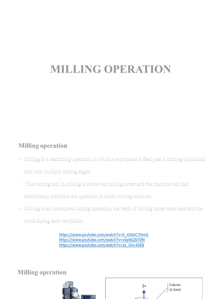 Lecture Milling Operations | PDF | Machining | Secondary Sector Of The ...