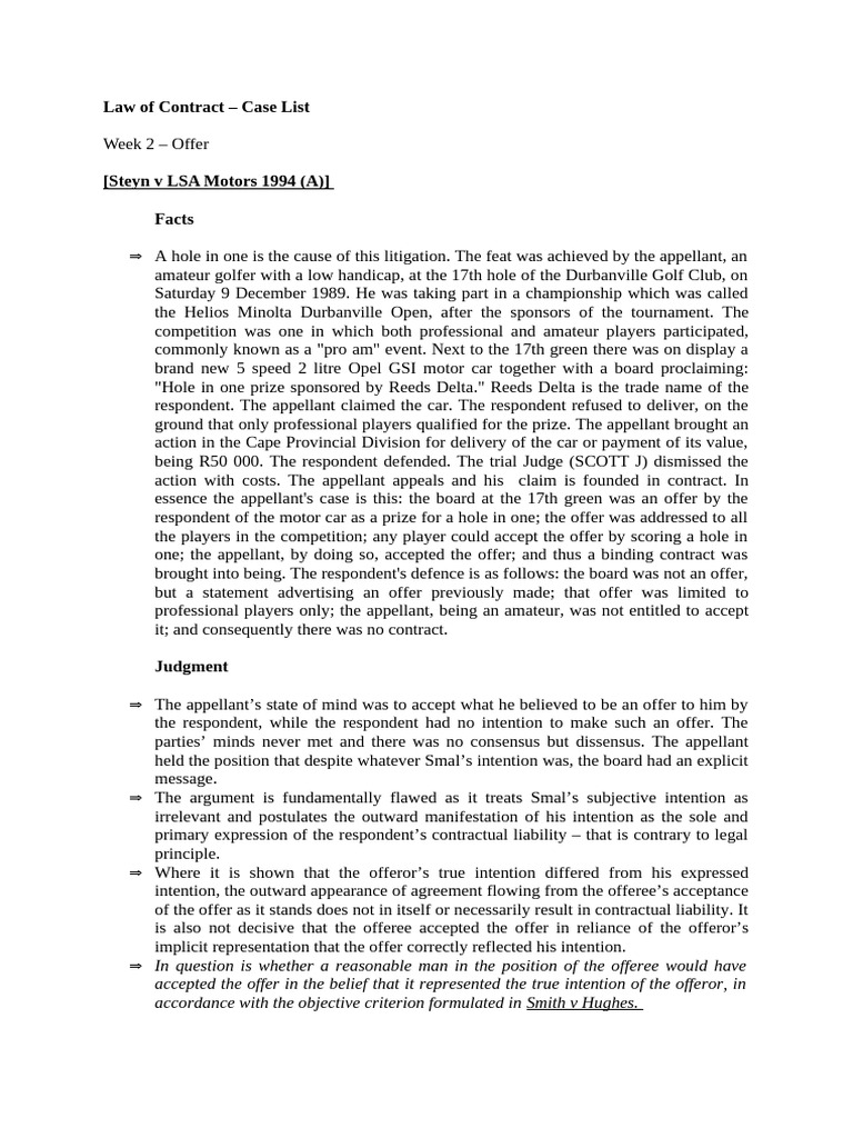 Law of Contract | PDF | Offer And Acceptance | Damages