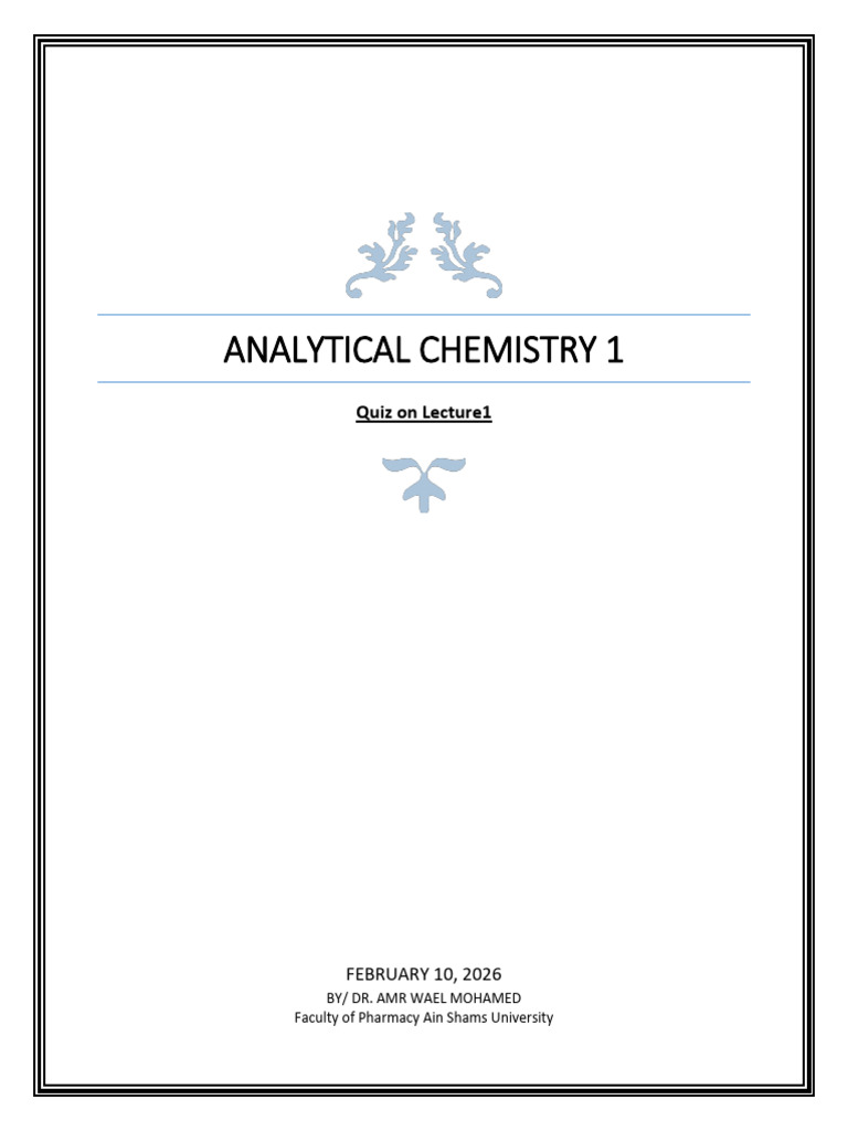 Analytical Chemistry 1 | PDF