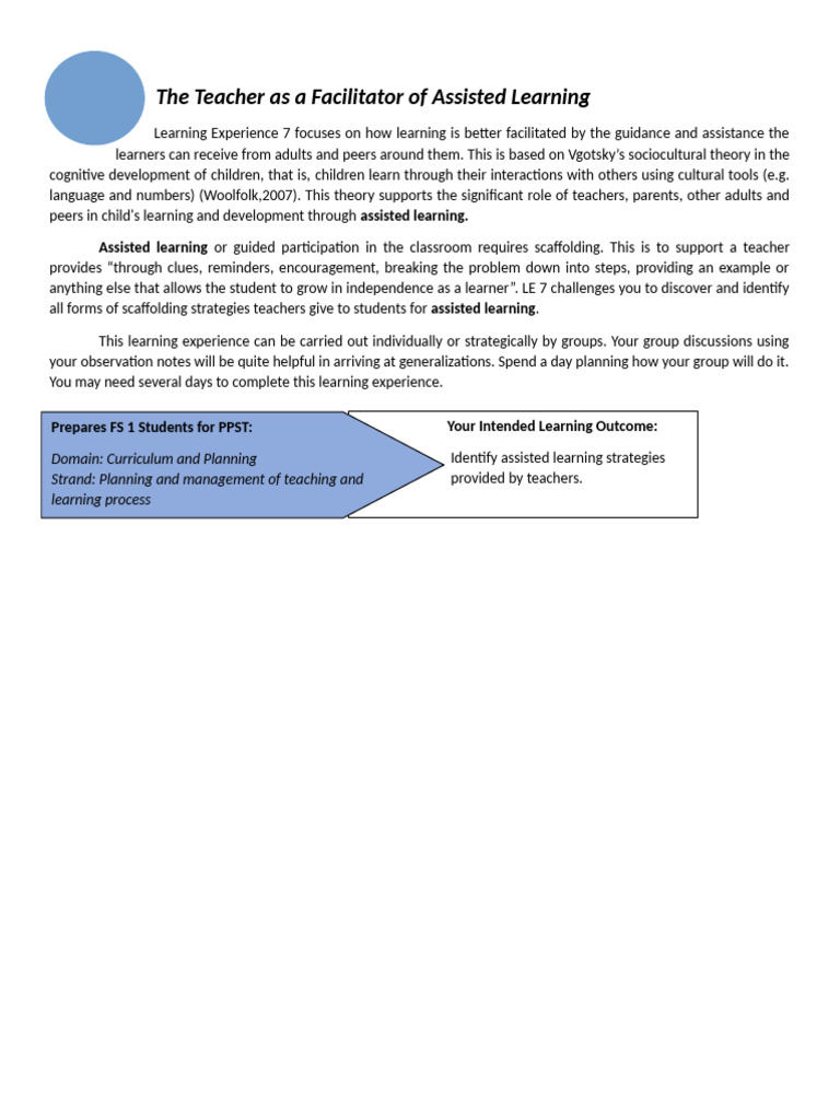 FS1 7 | PDF | Learning | Teachers