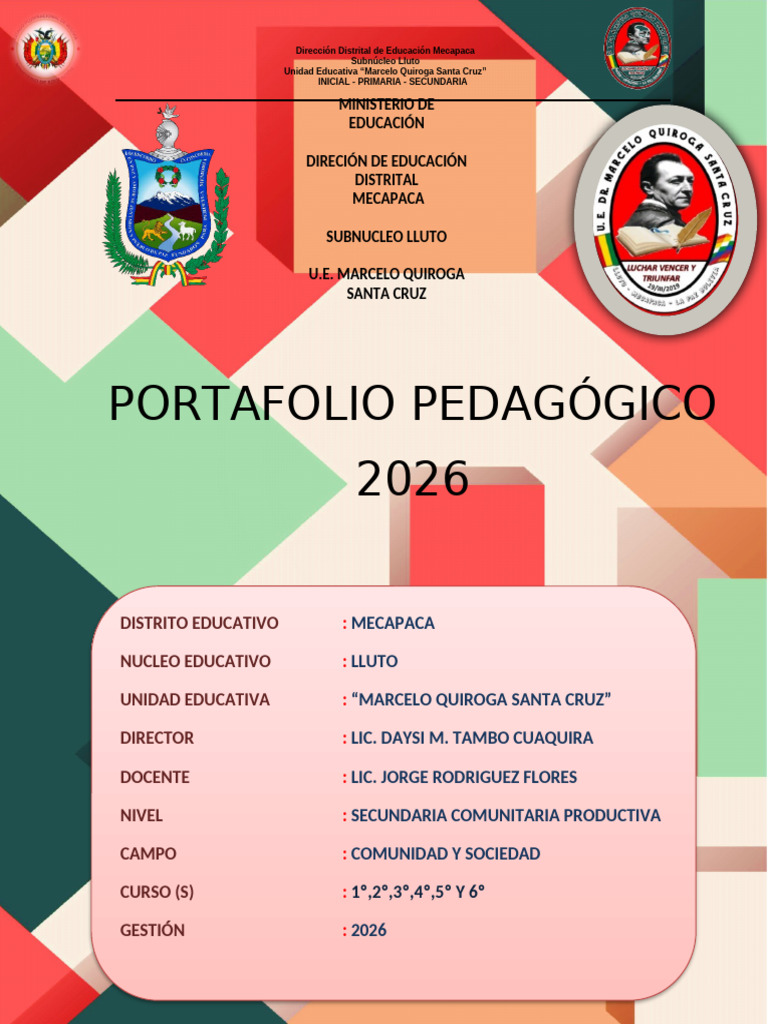 Portafolio Docente 2026 MQSC | PDF | Maestros | Bolivia