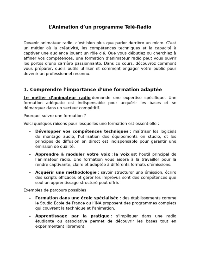 Animation Tele & Radio | PDF | Apprentissage | Podcast