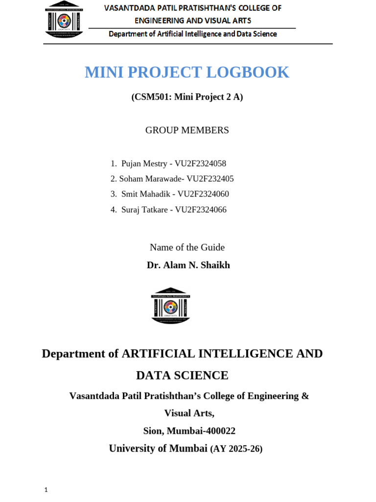 Mini Project Log-Book 2025-26 | PDF | Engineering | Knowledge