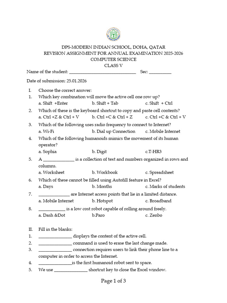 Computer - Winter Assignment | PDF | Microsoft Excel | Keyboard Shortcut