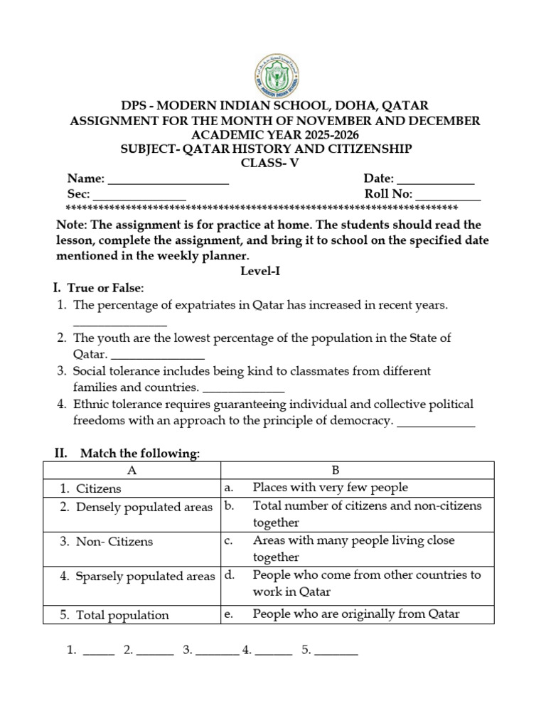GRADE 5 QH Nov - DecASSIGNMENT | PDF | Qatar | Toleration