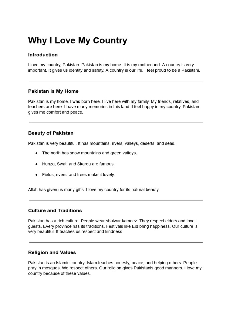 Why I Love My Country | PDF | Pakistan