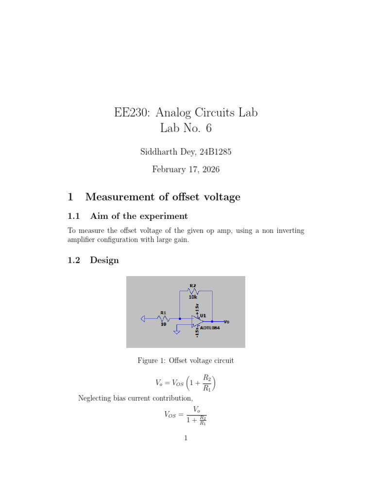 Analog Lab 6 Report 24B1286 | PDF | Amplifier | Operational Amplifier