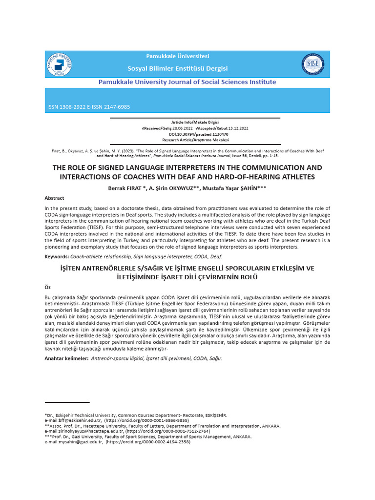 The Role of Signed Language Interpreters in The Communication and ...