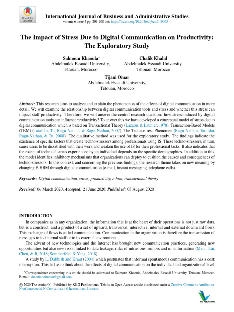 (2020) The Impact of Stress Due To Digital Communication On ...