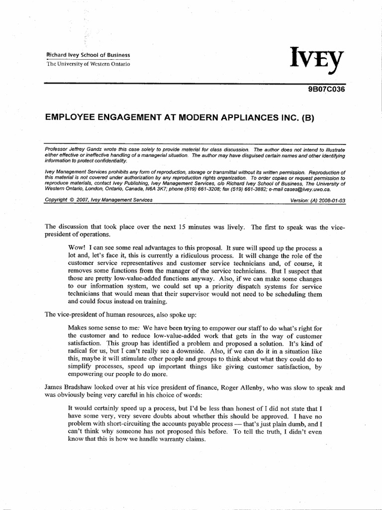 Employee Engagement (B) | PDF