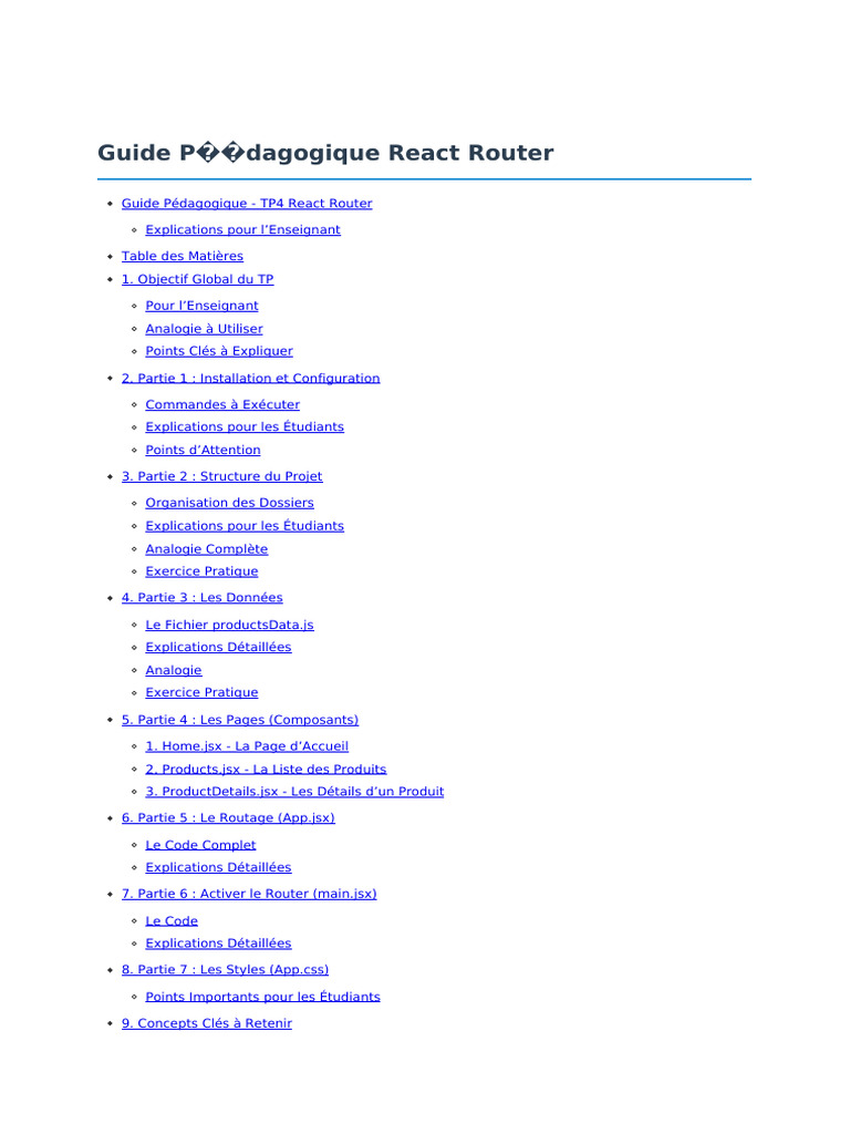 Guide Pedagogique React Router | PDF | Informatique | Génie logiciel