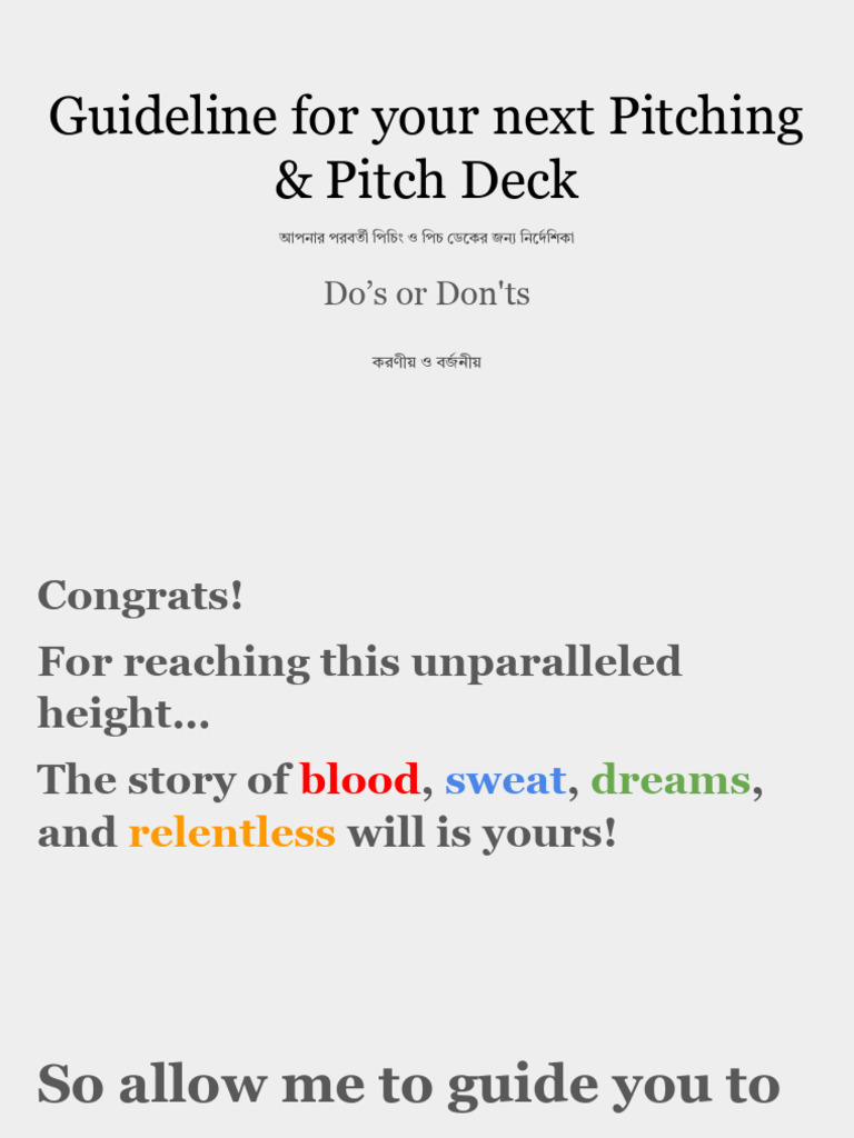 Guideline For Pitching and Pitch Deck WD | PDF | Computing