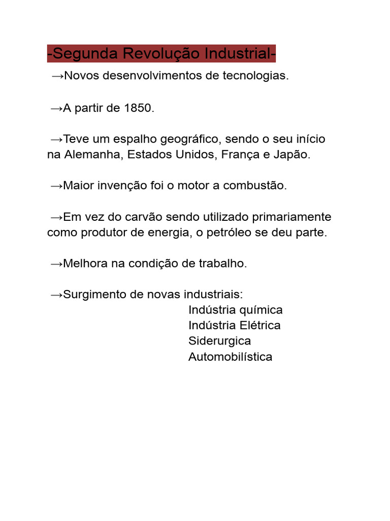 Segunda Revolução Industrial | PDF