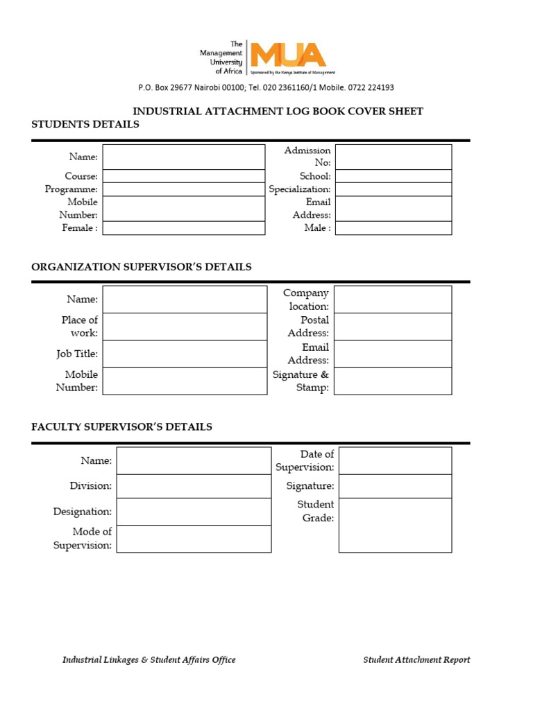 Industrial Attachment Log Book Diploma and Undergraduate | PDF