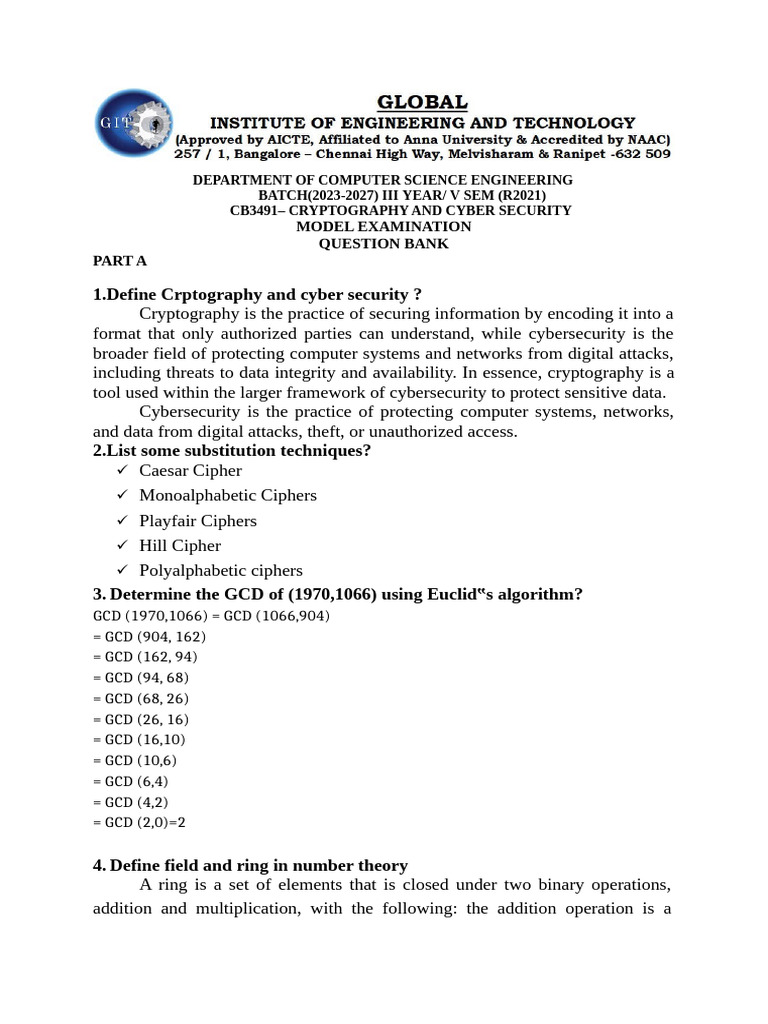 Cryptography Model Key Ans | PDF | Osi Model | Information Security
