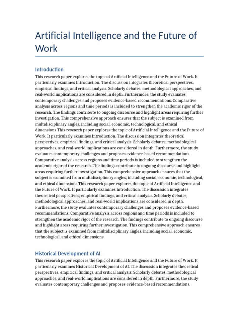 Artificial Intelligence and The Future of Work | PDF | Critical ...