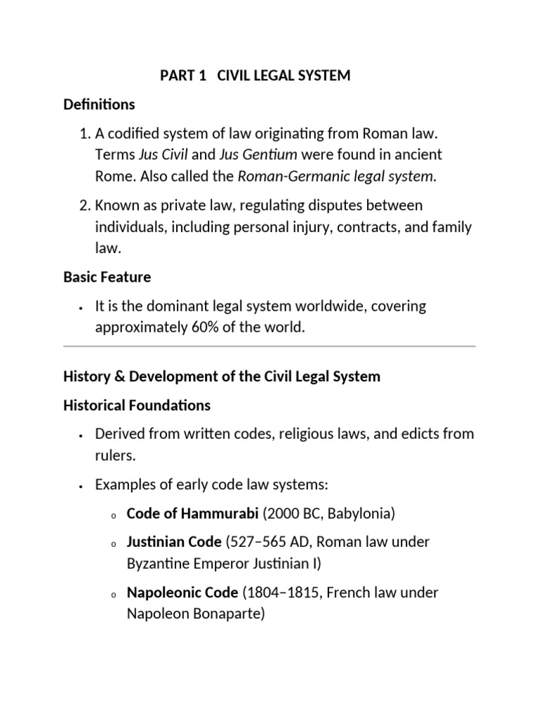 Civil Legal System | PDF | Roman Law | Civil Law (Legal System)