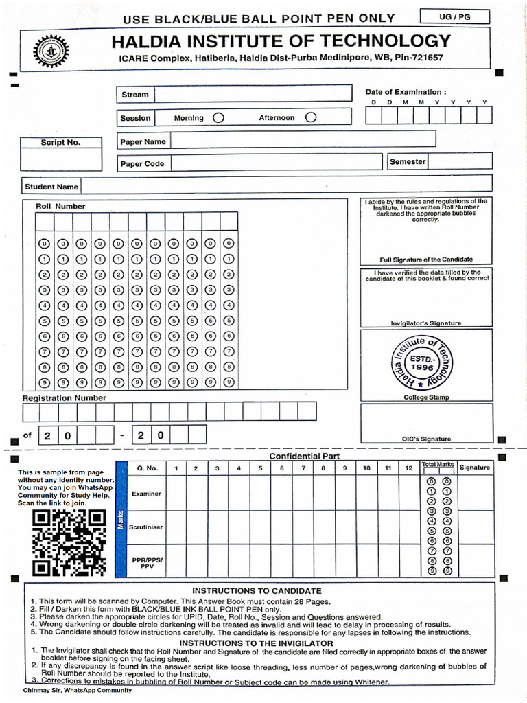Exam Paper Front Page | PDF