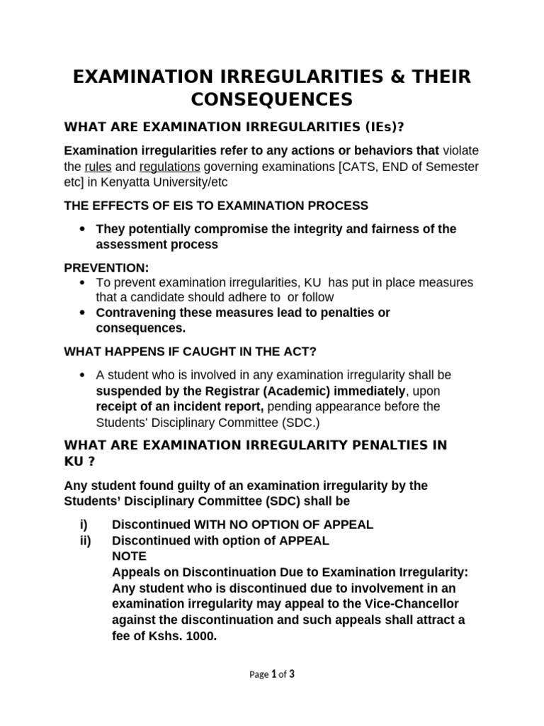 Examination Irregularities - Eis | PDF | Justice | Crime & Violence