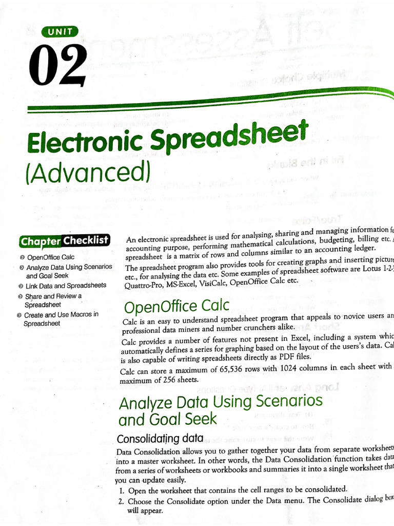Electronic Spreadsheets | PDF