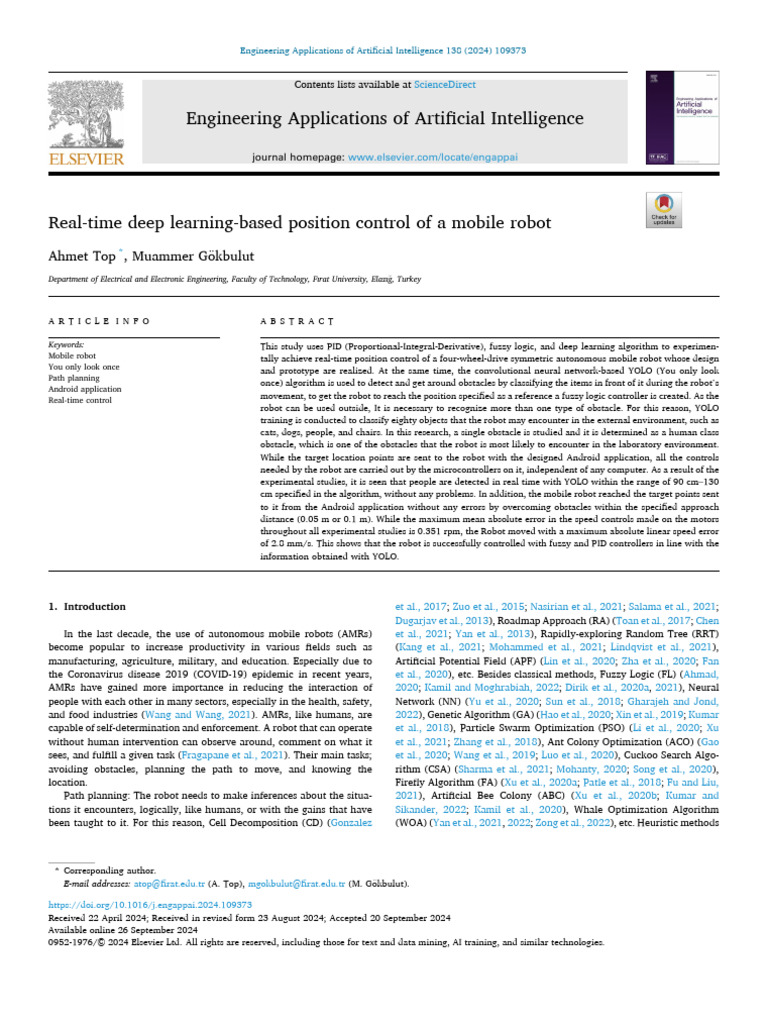 Real-Time Deep Learning-Based Position Control of A Mobile Robot | PDF ...