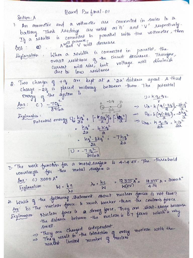 Physics PF-01 Mcq's and Case Study Solutions | PDF