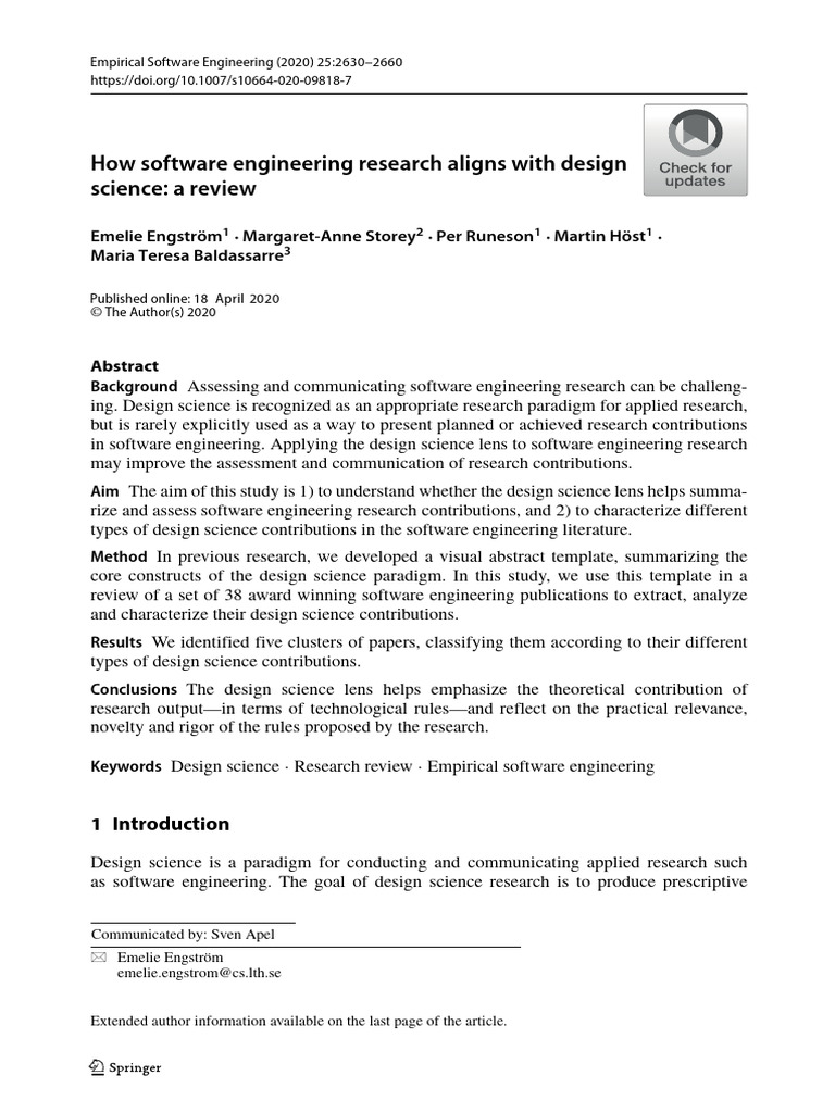 How Software Engineering Research Aligns With Design Science | PDF ...