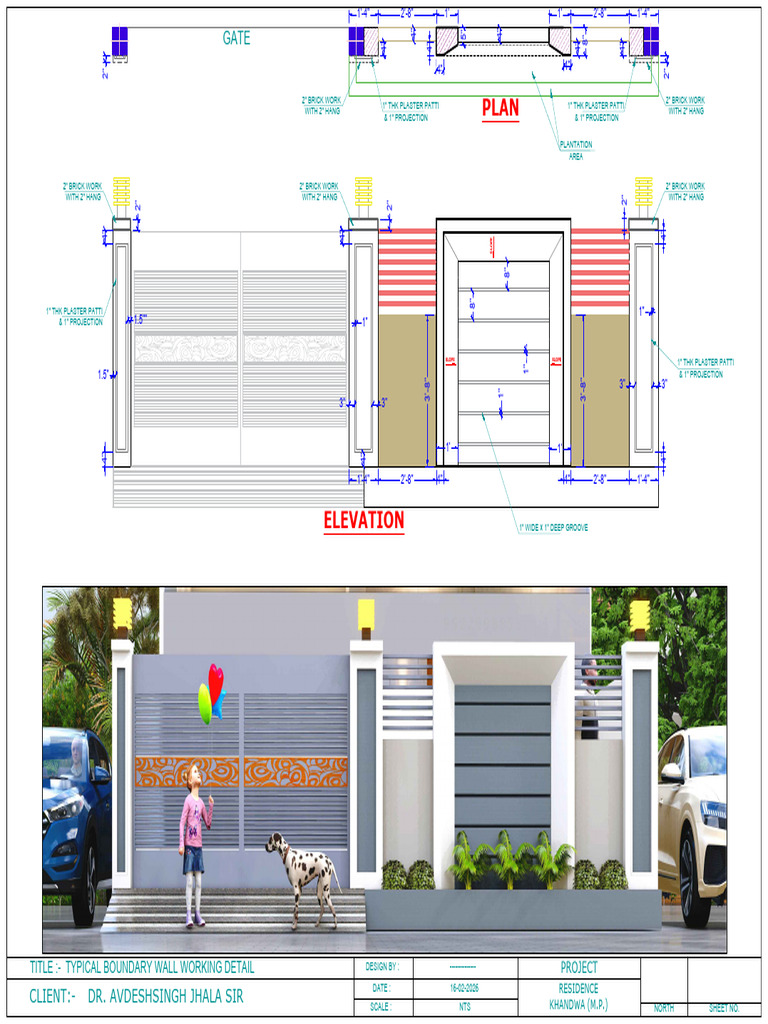 Typical Boundary Wall Working Detail | PDF | Building Engineering ...