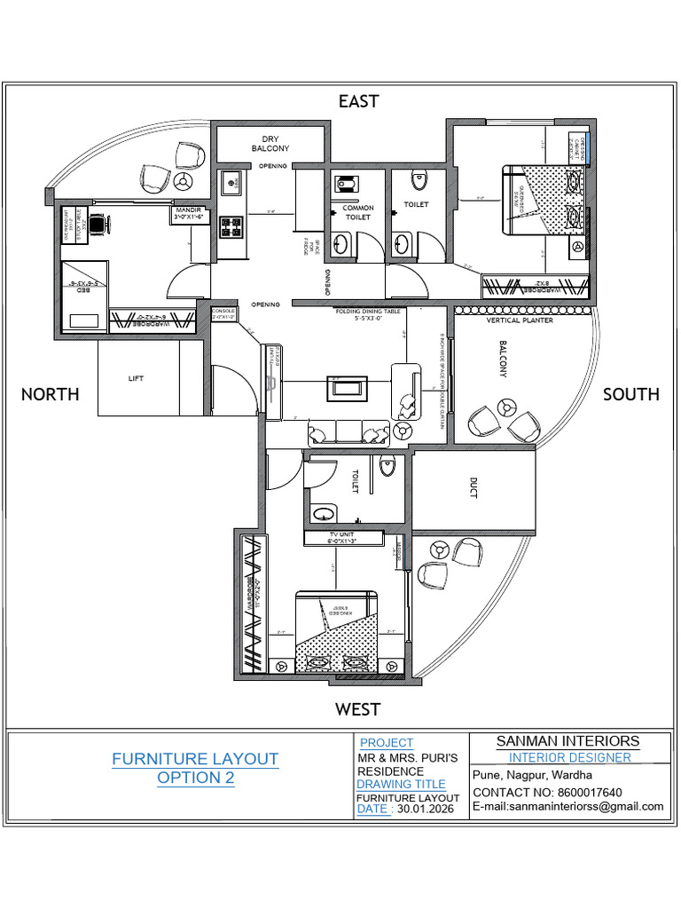 Furniture Layout Option 2 (Mr.&Mrs. Puri's Residence) | PDF | Home ...