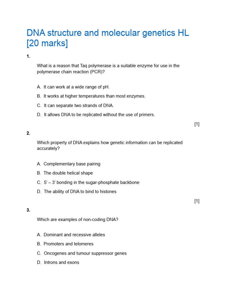 DNA Structure and Molecular Genetics HL | PDF | Dna | Dna Replication