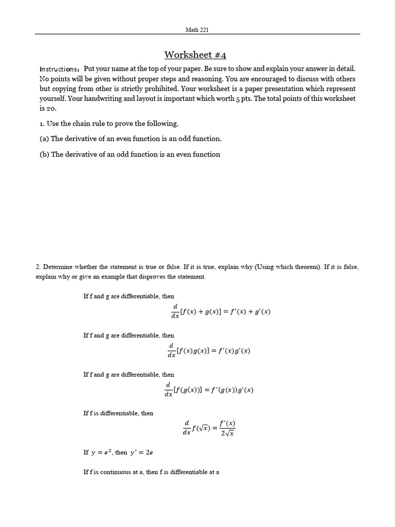Worksheet 4 | PDF | Mathematics | Mathematical Analysis