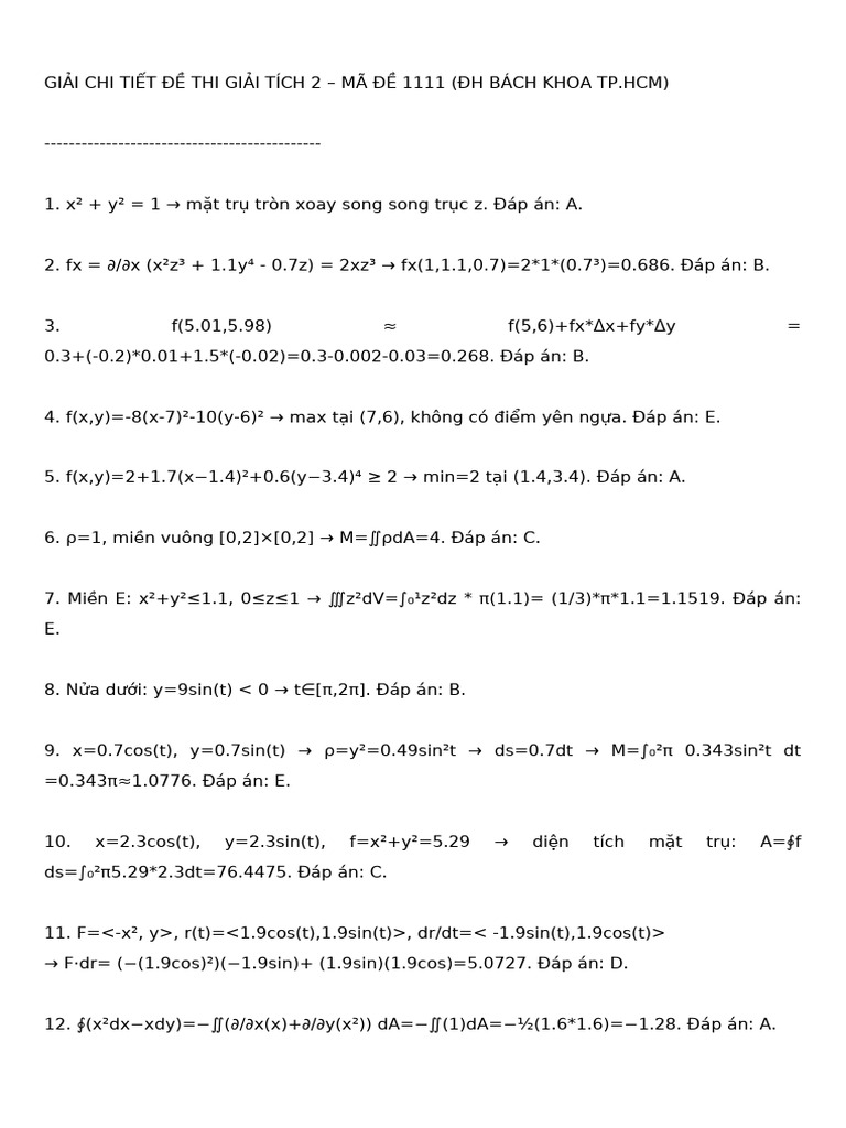 Giai Chi Tiet Giai Tich 2 | PDF