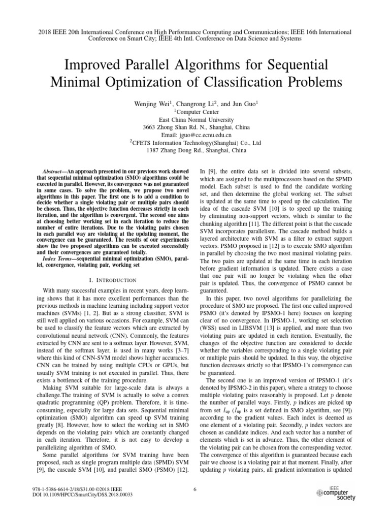 Improved Parallel Algorithms For Sequential Minimal Optimization of ...